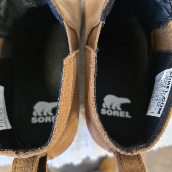 Sorel Evie Wedge Bootie Pull On Ankle Boot Tan Leather Waterproof Size 6.5 - Picture 7 of 9